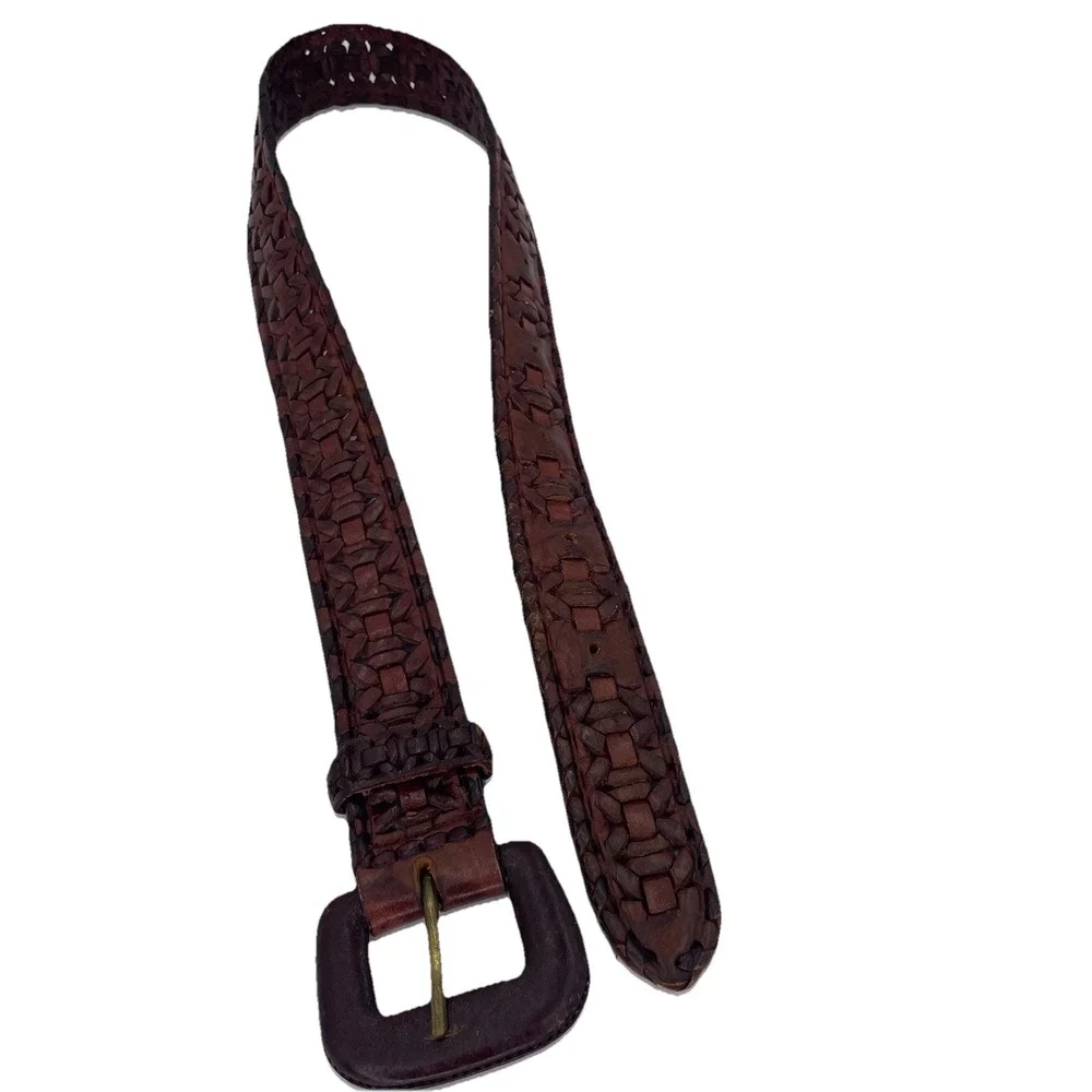 Vintage Boho Womens Leather Belt Size 22
